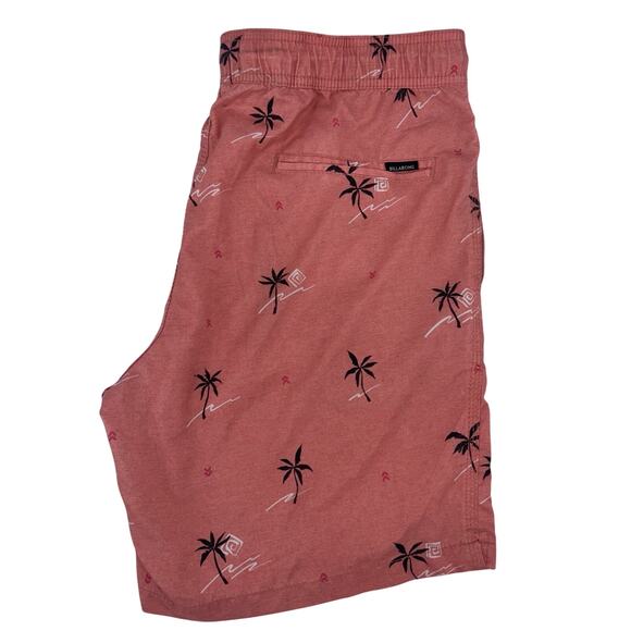 Billabong Men's Swim Trunks Large Coral W/ Palms All Day Layback Board Shorts - Picture 5 of 7